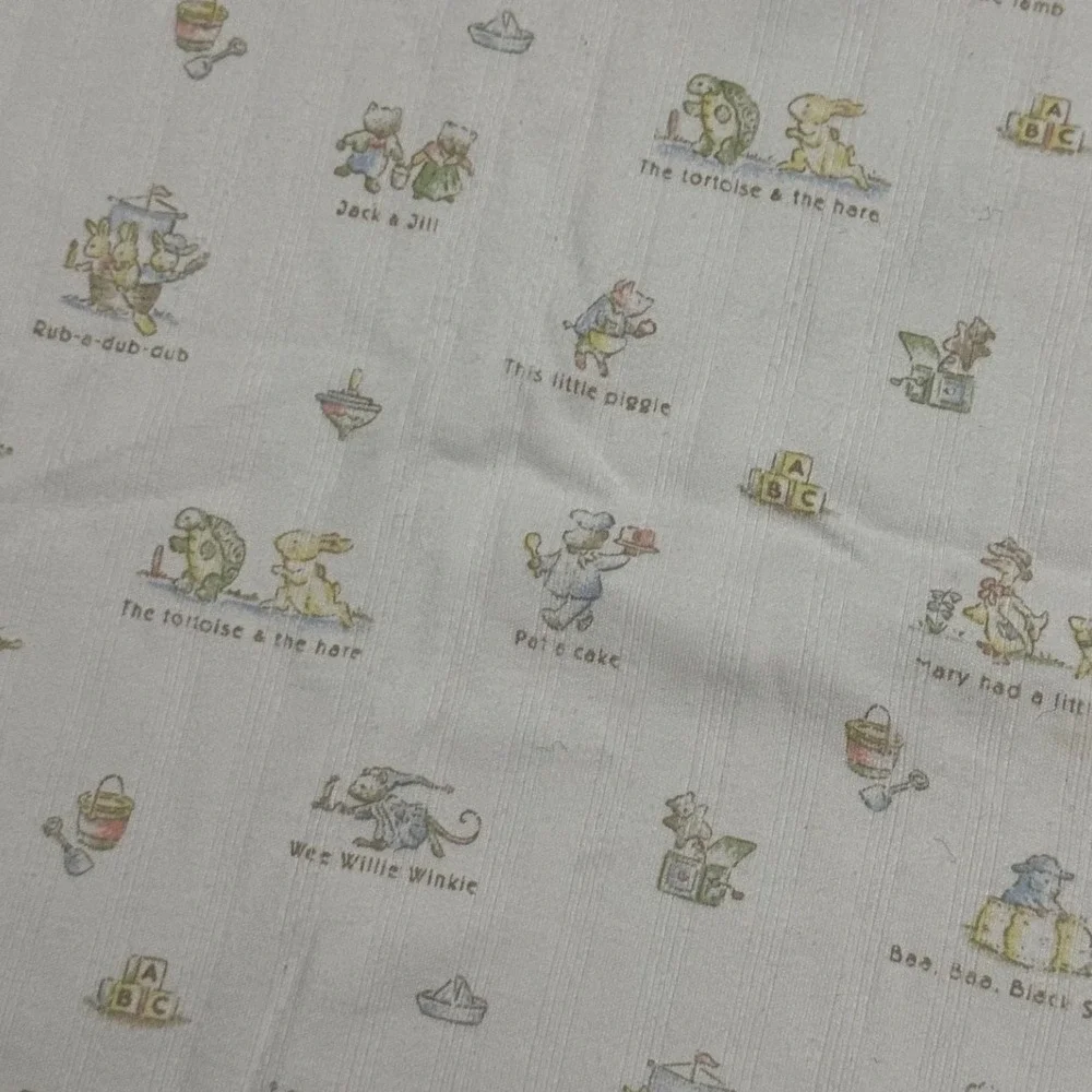 Vintage Carters Classics Nursery Rhyme Baby Receiving Blanket White Cotton USA